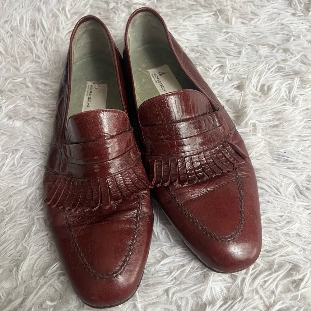 Moreschi Italy Maroon Mens Leather Loafers Size 7 - Picture 1 of 11